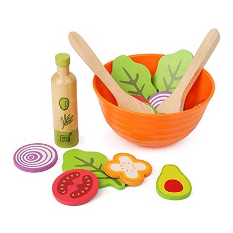 Piccolo Foot Set Legnoaccessori Per Piatto Vegetariano Per La Cucinaincl Ciotola Posate Per Insalata E Condimento Giocattolimulticolore11476 - Foto 1