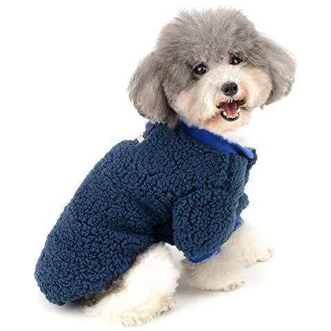 Piccoli Vestiti Del Cane Del Cappotto Di Inverno Caldo Pile Cucciolo Giacca Abbigliamento Chihuahua Maglione Abbigliamento Per Animali Cat Doggie Ragazzi Ragazze Jumper Blu S - Foto 1