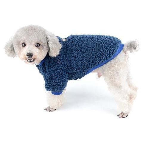 Piccoli Vestiti Del Cane Del Cappotto Di Inverno Caldo Pile Cucciolo Giacca Abbigliamento Chihuahua Maglione Abbigliamento Per Animali Cat Doggie Ragazzi Ragazze Jumper Blu S - Foto 2