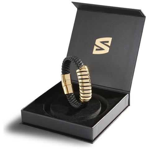 Bracciale in Pelle per Uomo ""Helix"" 17cm Oro - Foto 16