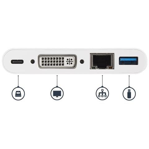 Adattatore Multiporta per Portatili USB-C - Power Delivery - DVI - GbE - USB 3.0 - Foto 7