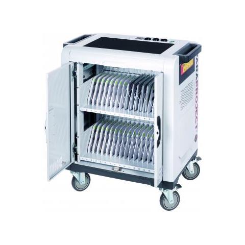 Paraproject Trolley I32 - Carrello (sincronizzazione E Ricarica) Per 32 Tablet / 1 Notebook - Con Serratura - Grigio, Bianco - Dimensioni Dello Schermo: Fino A 33,8 Cm (tablet) / Fino A 43,2 Cm (notebook) (fino A 1 - Foto 1