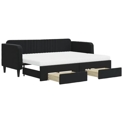 Divano Letto Estraibile Con Cassetti Nero 80x200 Cm In Velluto - Foto 1
