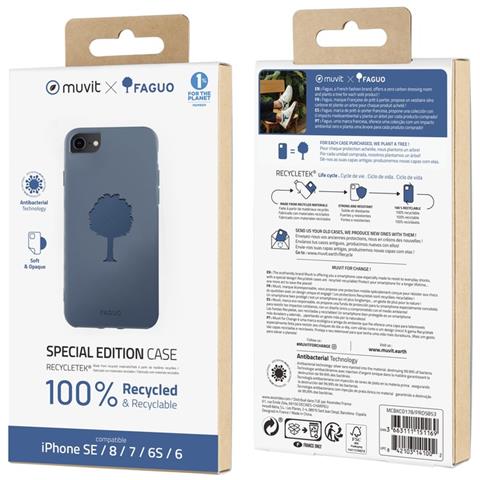 Cover Per Iphone Se / 8/7/6s / 6 Recycletek Faguo Jacaranda, Blu - Foto 3