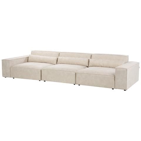 Divano Modulare 3 Posti Hellnar Velluto Beige Chiaro Con Ottomana - Foto 2