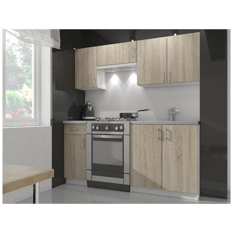 Mobile da cucina pensile LIMA, 2 ante, 80x30,5x72 cm, Colore Bianco e Sonoma Quercia - Foto 6