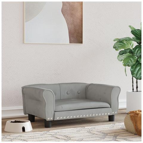 Lettino Per Cani Grigio Chiaro 70x45x30 Cm In Velluto - Foto 7