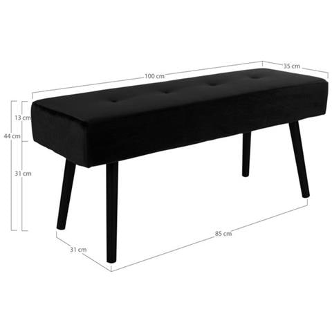 Panca Skiby - Nero - Velluto - 35x100x44 Cm - Foto 4