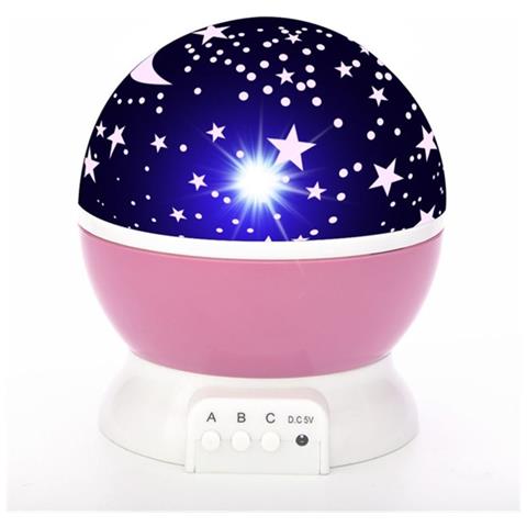 L1 2in1 Rotating Star Sky Projector And Night Lamp With 4x Aaa / Usb Cable Pink - Foto 1