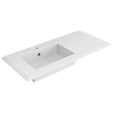 Lavabo Grace Resina Incasso Bianco Opaco 106x46x2 Cm Piano Sinistro - Foto 1
