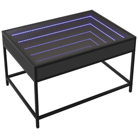 Tavolino Da Salotto Con Led Infinity Nero 70x50x41 Cm - Foto 2
