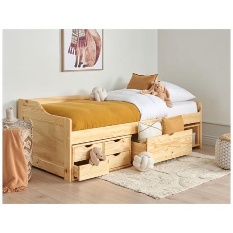 Letto Da Giorno Con Contenitore Legno Di Pino Royville 90 X 200 Cm Marrone Chiaro - Foto 1