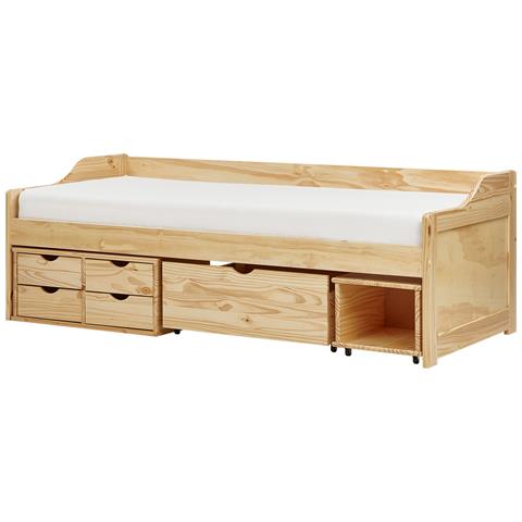 Letto Da Giorno Con Contenitore Legno Di Pino Royville 90 X 200 Cm Marrone Chiaro - Foto 2