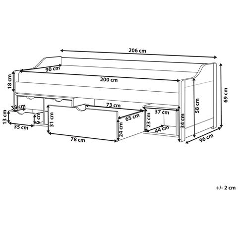 Letto Da Giorno Con Contenitore Legno Di Pino Royville 90 X 200 Cm Marrone Chiaro - Foto 7