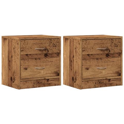 Comodini Legno Antico 2 Pz 40x30x40 Cm In Legno Multistrato - Foto 2