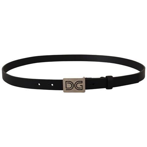 Cintura Fibbia Logo Dg Argento Pelle Nera - 90 Cm / 36 Inches - Foto 2