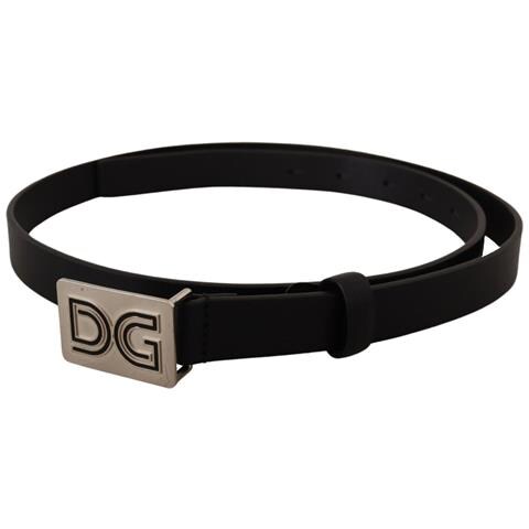 Cintura Fibbia Logo Dg Argento Pelle Nera - 90 Cm / 36 Inches - Foto 3