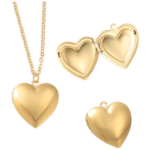 Collana Con Ciondolo A Forma Di Cuore, Collana Con Ciondolo Con Foto In Oro, Catena Da 45 Cm (mp244) Gold - Foto 1