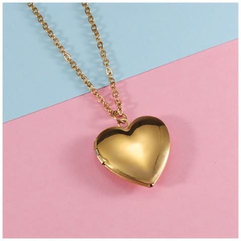 Collana Con Ciondolo A Forma Di Cuore, Collana Con Ciondolo Con Foto In Oro, Catena Da 45 Cm (mp244) Gold - Foto 2