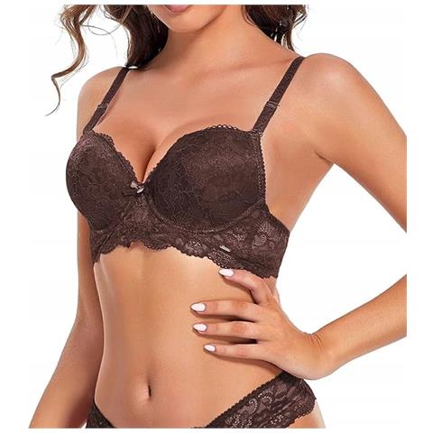 Completo Intimo Femminile In Pizzo Marrone, Taglia 42/95c - Eleganza E Comfort Assicurati - Foto 2