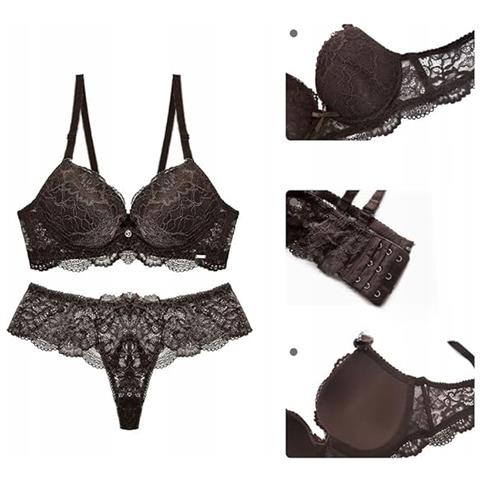 Completo Intimo Femminile In Pizzo Marrone, Taglia 42/95c - Eleganza E Comfort Assicurati - Foto 4