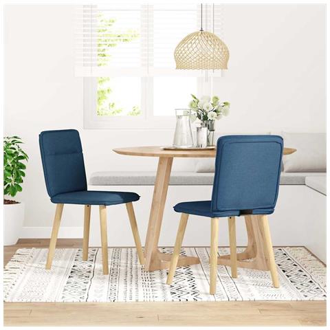 Sedie Da Pranzo 2 Pz Blu In Tessuto - Foto 2