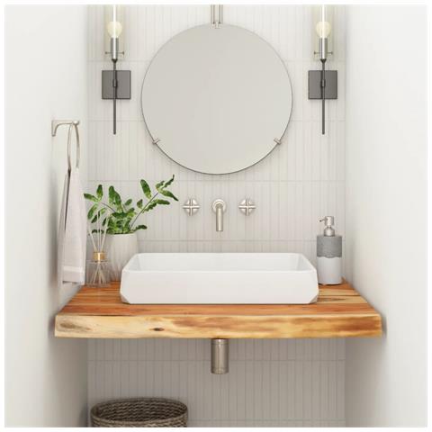 Piano Bagno 80x60x3,8 Cm Rettangolare Legno Massello Di Acacia - Foto 1