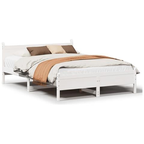 Letto Senza Materasso Bianco 120x200 Cm Legno Massello Di Pino - Foto 2