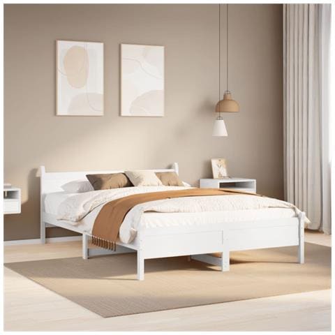 Letto Senza Materasso Bianco 120x200 Cm Legno Massello Di Pino - Foto 1