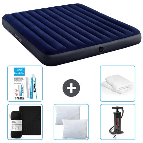 Set Materassino Gonfiabile - 203x183x25 Cm - Blu - Include Accessori Coordinati Cb5 - Foto 1