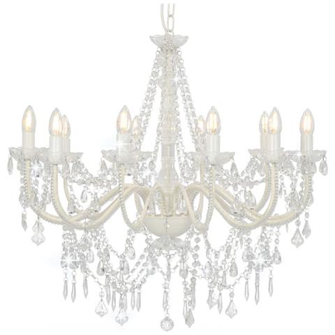 Lusso Casadino - Lampadario Con Perline Bianco 12 Lampadine E14 - Foto 2