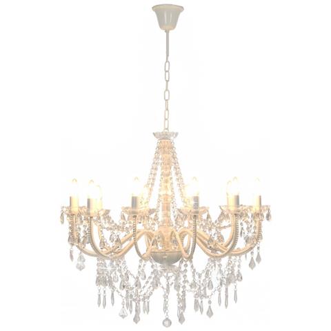 Lusso Casadino - Lampadario Con Perline Bianco 12 Lampadine E14 - Foto 1