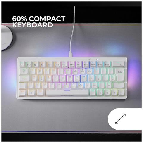 Marsgaming Mkminipro, Tastiera Meccanica Ultra-compatta 60%, Switch Blu, Rgb Chroma, Antighosting, White - Foto 2
