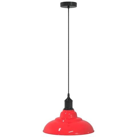 Lampada Sospensione Regolabile E27 Rosso Lucido Ø31 cm Metallo - Foto 1