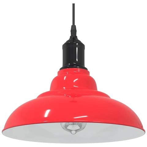 Lampada Sospensione Regolabile E27 Rosso Lucido Ø31 cm Metallo - Foto 2