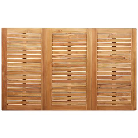 Set pranzo giardino  5 pezzi in legno massello di teak, Tavolo pranzo esterno  150x90x75 cm in legno massello di teak, Sedie giardino impilabili 4 pz in legno massello di teak e metallo - Foto 7