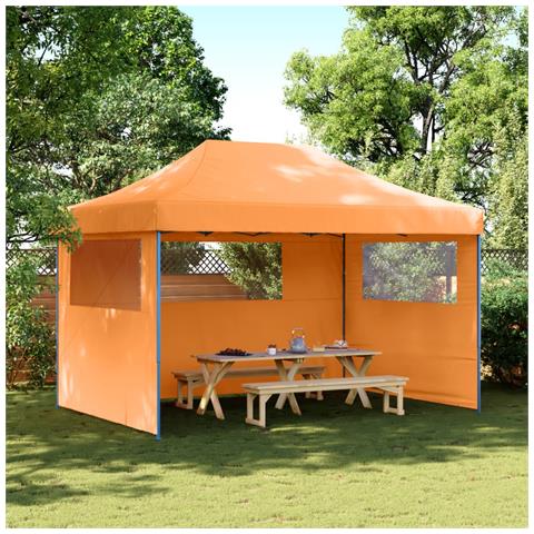 Tendone per Feste Pieghevole Pop-Up con 3 Pareti Arancione - Foto 2