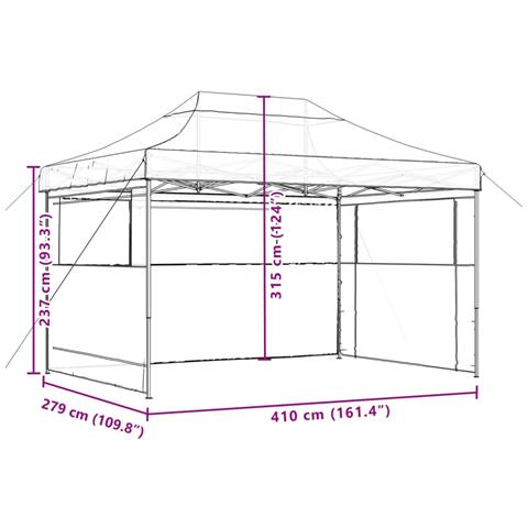 Tendone per Feste Pieghevole Pop-Up con 3 Pareti Arancione - Foto 9