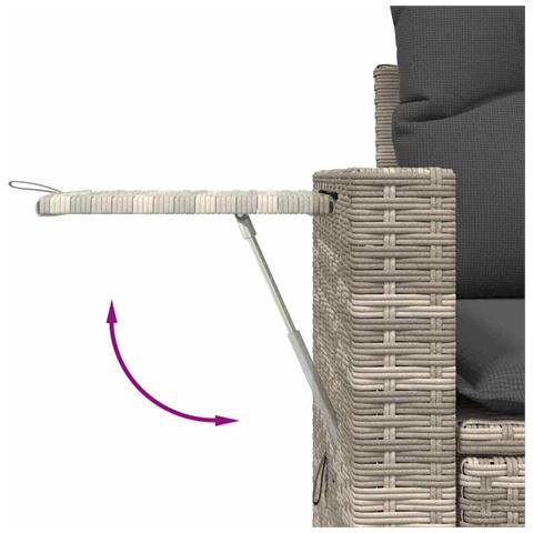 Set Divani da Giardino 7pz con Cuscini Grigio Chiaro Polyrattan - Foto 9