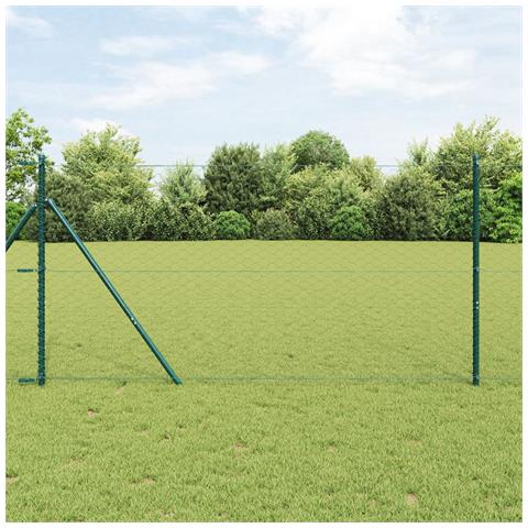Recinzione Esagonale  Grigia 1.4x100 m Acciaio, Pali per Recinzione  13 pz Verde Ø32 mm 190 cm Acciaio Galvanizzato - Foto 2