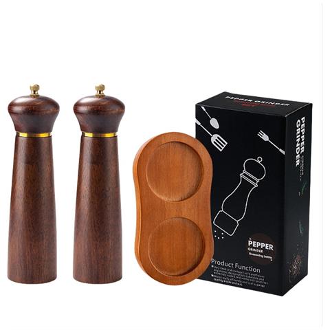 Set Di 2 Macinapepe In Legno Di Quercia Color Retrò Da 8 Pollici Con Base In Quercia - Foto 1
