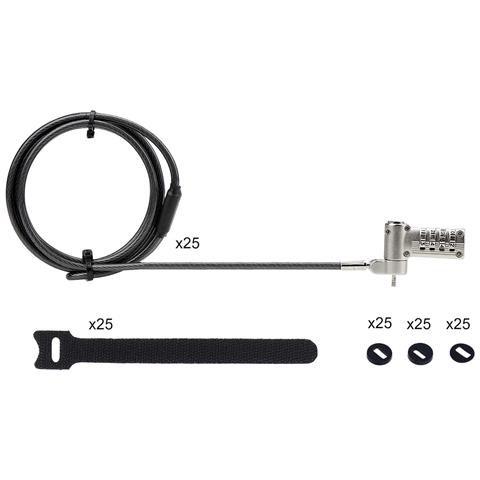 Confezione da 25 cavi di sicurezza universali per notebook da 2m, compatibili con Noble Wedge® /Nano /K-Slot, cavo a combinazione senza chiave - Foto 2