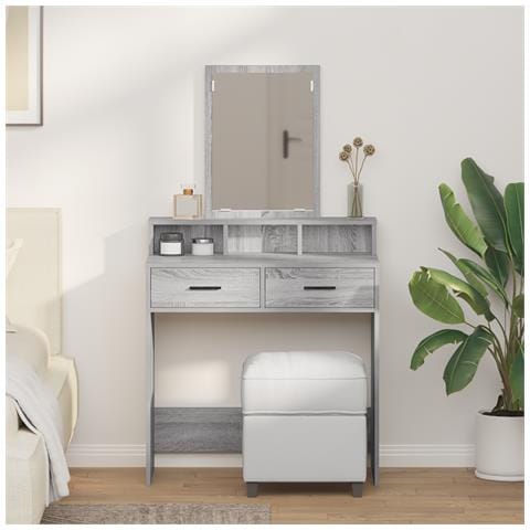 Grigio sonoma Legno ingegnerizzato, Specchio 79 x 41 x 140 cm - Foto 2