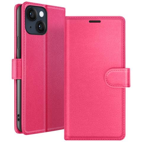 Custodia A Portafoglio Per Iphone 14 Con Supporto E Linguetta Magnetica, Fucsia - Foto 1