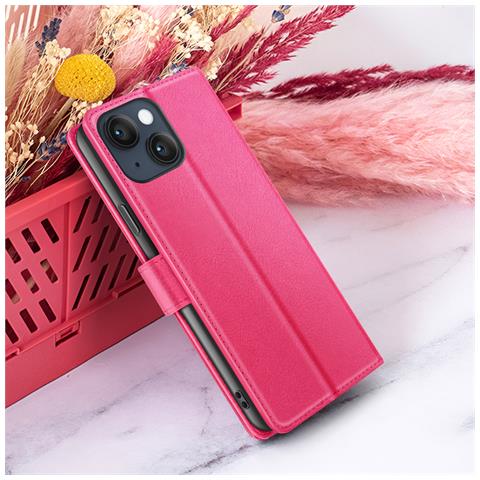 Custodia A Portafoglio Per Iphone 14 Con Supporto E Linguetta Magnetica, Fucsia - Foto 5