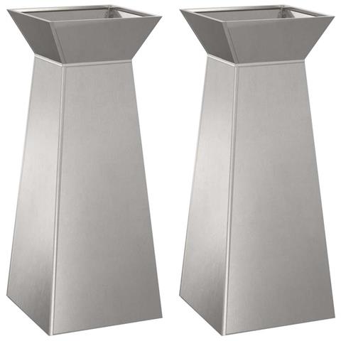 Vaso a Pilastro 2 pcs Argento 40 x 40 x 100 cm Acciaio - Foto 1