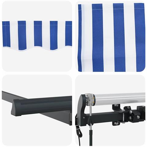 Tenda Retrattile Blu e bianco 400 x 200 cm Tessuto - Foto 9