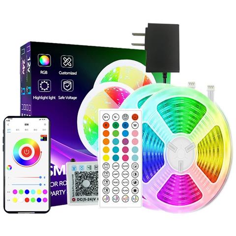 Kit Striscia Led Rgb 15m - Spina Eu, Telecomando 44 Tasti, Tagliabile, Per Gaming E Ambienti - Foto 1