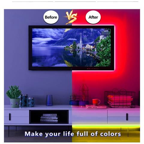 Kit Striscia Led Rgb 15m - Spina Eu, Telecomando 44 Tasti, Tagliabile, Per Gaming E Ambienti - Foto 7