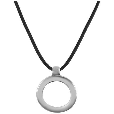 Girocollo In Argento Sterling 925 Con Foro In Pelle Nera - Foto 3